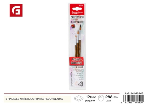 [154446443] Set de 3 pinceles artísticos de punta redonda - Materiales de arte y dibujo