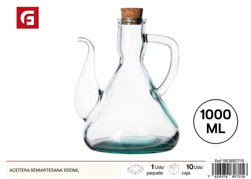 [180880715] Aceitera semiartesana de vidrio 1000ml - Aceiteras y recipientes de cocina