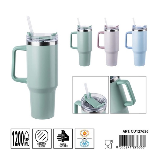 [0244061] Botella térmica con pajita de 1200 ml DC CASA - Accesorios de cocina