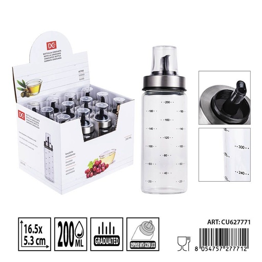 [0236260] Botella graduada de vidrio 5.9x16.5 cm 200 ml - Accesorios de cocina