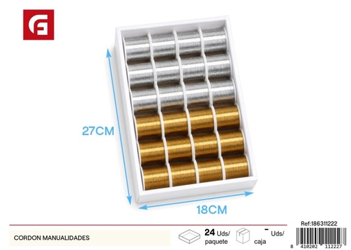 [186311222] Cordón metálico 3mmx20m en oro y plata - Accesorios de costura y manualidades