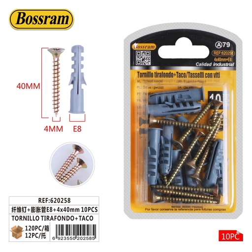 [620258] Tornillo tirafondo con taco 10 piezas 