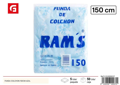 [131000037] Funda para colchón azul 150cm - Textiles de hogar y ropa de cama