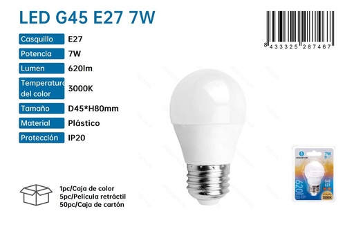 [171028746] Bombilla LED G45 E27 7W - Iluminación LED y bombillas de bajo consumo