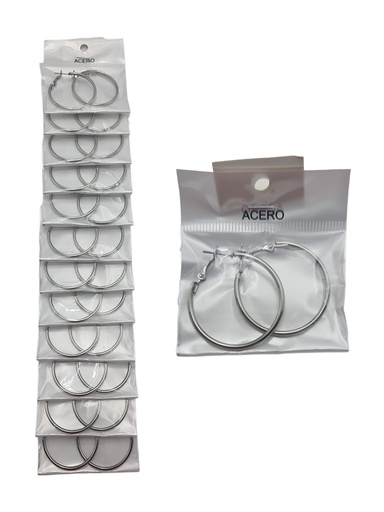 [8433637150619] Pendientes aros de acero 3cm 12 unidades - Joyería y bisutería