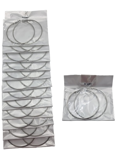 [8433631762245] Pendientes aros de acero 6cm 12 unidades - Joyería y bisutería