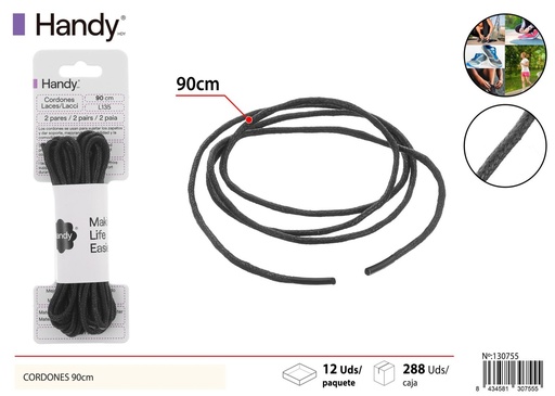 [130755] Cordones especiales de cera de 90 cm negros (2 pares) - Accesorios de calzado