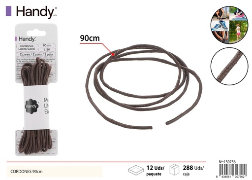 [130756] Cordones de cera de 90cm en color marrón L136 - Accesorios de calzado