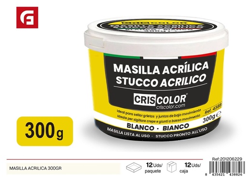 [201206229] Masilla acrílica en bote 300g - Productos de ferretería y reparación de pintura
