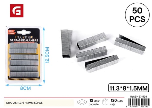 [314531524] Grampas 11.3*8*1.2mm 50pcs - Herramientas de oficina y grampadoras