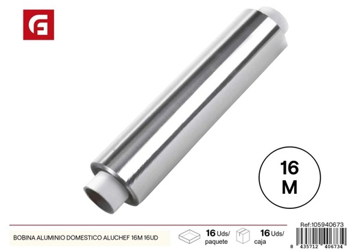 [105940673] Rollos de papel de aluminio doméstico 16m Aluchef - Utensilios de cocina