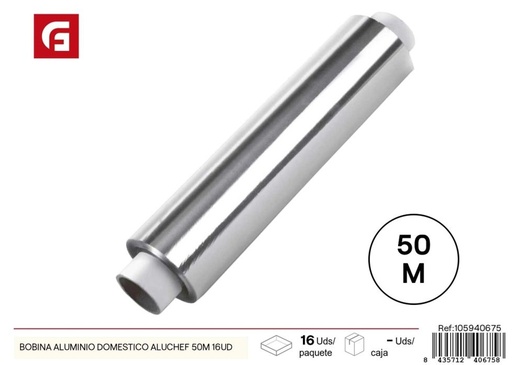 [105940675] Rollos de papel de aluminio doméstico 50m Aluchef - Utensilios de cocina