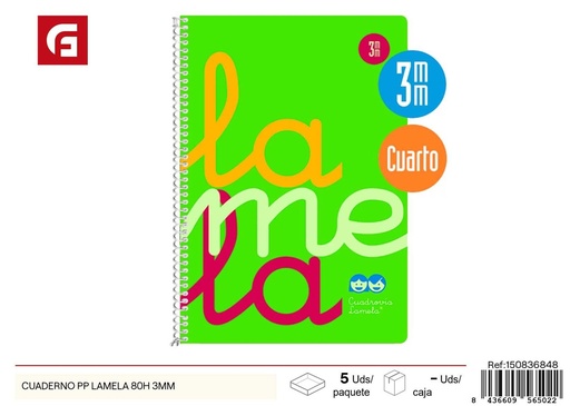 [150836848] Cuaderno PP LAMELA 80 hojas 3mm - Material escolar y cuadernos
