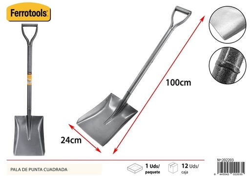 [202203] Pala de punta cuadrada 100 cm con mango - Herramientas de jardinería