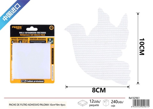 [02961] Pache de filtro adhesivo paloma blanco 10x8 m 4 piezas - Suministros para mosquiteras