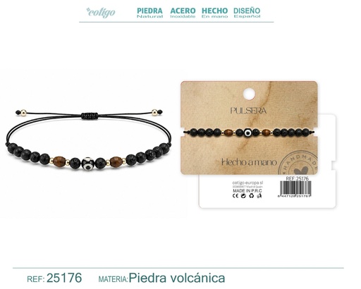 [25176] Pulsera de piedra volcánica hecha a mano - Joyería de piedras