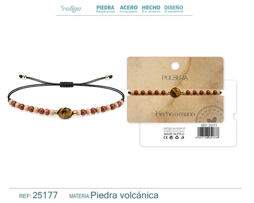 [25177] Pulsera de piedra volcánica hecha a mano - Joyería de piedras