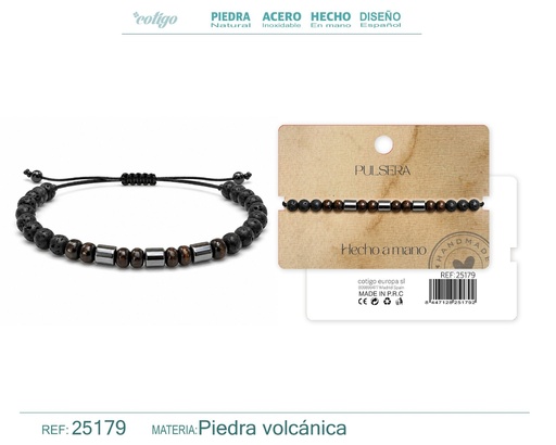 [25179] Pulsera de piedra volcánica hecha a mano - Joyería de piedras