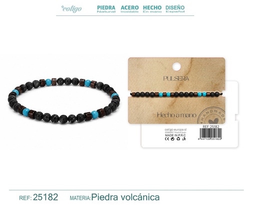 [25182] Pulsera de piedra volcánica hecha a mano - Joyería de piedras