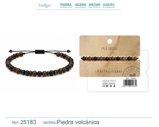 [25183] Pulsera de piedra volcánica hecha a mano - Joyería de piedras
