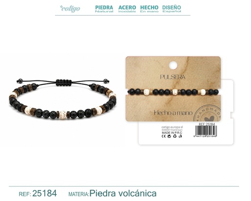 [25184] Pulsera de piedra volcánica hecha a mano - Joyería de piedras
