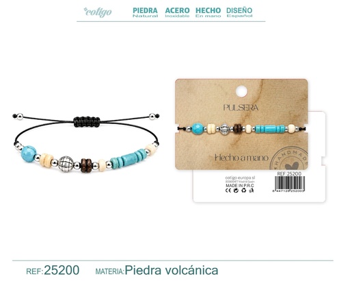 [25200] Pulsera de piedra volcánica hecha a mano - Joyería artesanal y accesorios