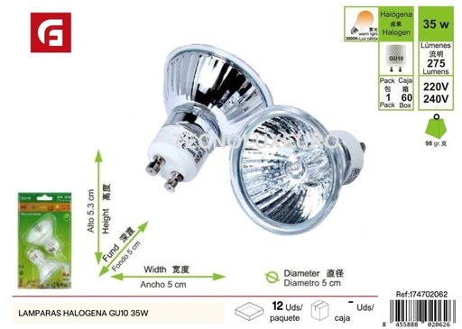 [174702062] Bombillas halógenas GU10 35W - Iluminación y bombillas