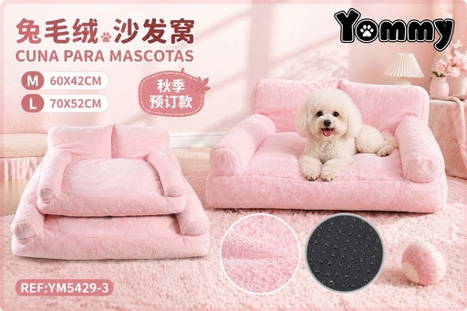 [YM5429-3] Cuna de perro de poliéster color rosa - Accesorios para mascotas