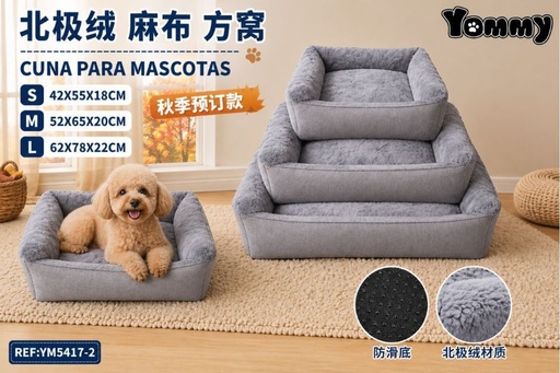 [YM5417-2] Cuna de perro de tela de yute color gris - Accesorios para mascotas