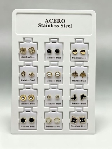 [ED4045] Pendientes de acero surtidos - Set de 12 piezas