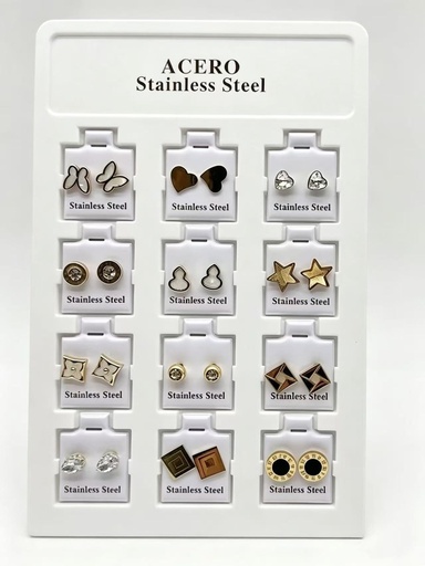 [ED4041] Pendientes de acero surtidos - Set de 12 piezas