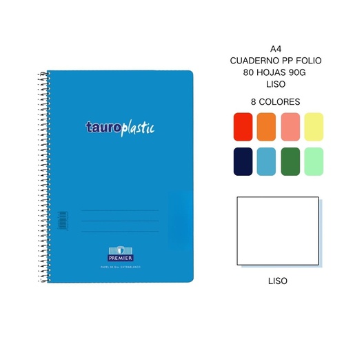[A003983] Cuaderno espiral folio de plástico liso - Papelería y organización