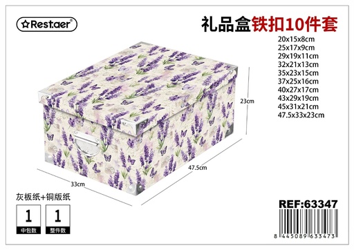 [63347] Caja de cartón 10 piezas con cierre metálico 47.5x33x23 cm - Kit de regalo de lujo
