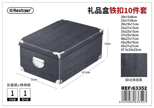 [63352] Caja de cartón 10 piezas con cierre metálico 3D 47.5x33x23 cm - Kit de regalo de lujo