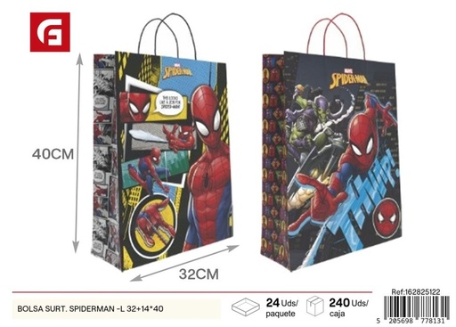 [162825122] Bolsa surtida Spiderman tamaño L 32+14x40 cm - Accesorios de regalo