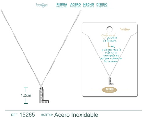 [15265] Collar con letra L color plateado - Joyería, collares y accesorios