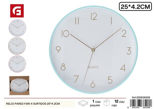 [200936928] Reloj de pared Fari 4 surtidos 25x4.2cm - Decoración del hogar