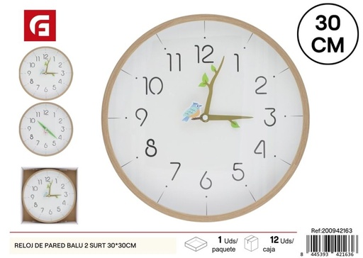 [200942163] Reloj de pared Balu 2 surtidos 30x30cm - Decoración del hogar