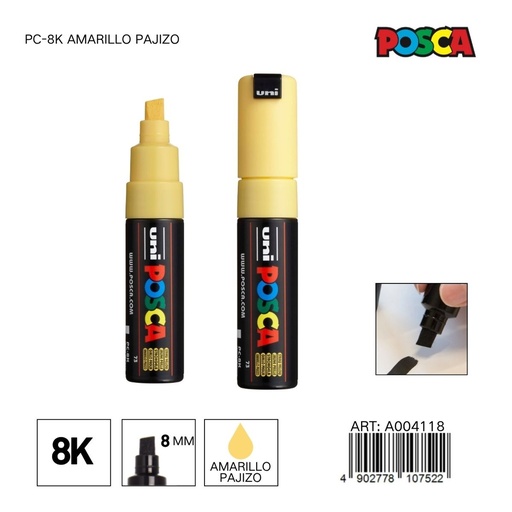 [A004118] Marcador POSCA PC-8K 8 mm color amarillo pajizo - Marcadores y artículos de escritura