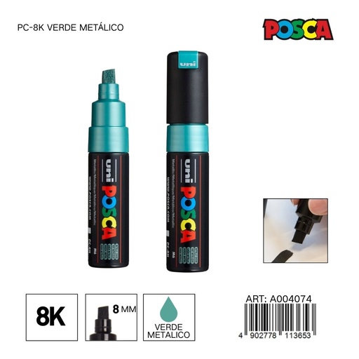 [A004074] Marcador POSCA PC-8K 8 mm color verde metálico - Marcadores y artículos de escritura