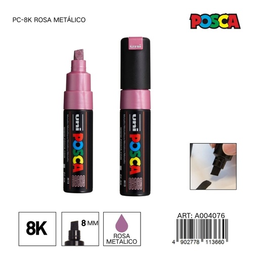 [A004076] Marcador POSCA PC-8K 8 mm color rosa metálico - Marcadores y artículos de escritura