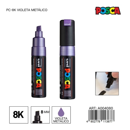 [A004080] Marcador POSCA PC-8K 8 mm color violeta metálico - Marcadores y artículos de escritura