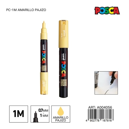 [A004056] Marcador POSCA PC-1M 0.7mm-1mm color amarillo pajizo - Marcadores y artículos de escritura