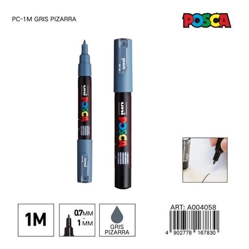 [A004058] Marcador POSCA PC-1M 0.7mm-1mm color gris pizarra - Marcadores y artículos de escritura