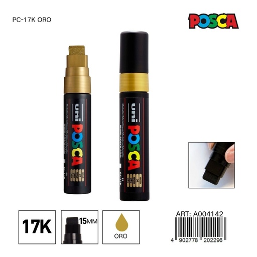 [A004142] Marcador POSCA PC-17K 15mm color oro - Marcadores y artículos de escritura