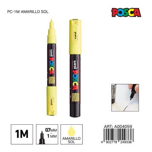 [A004059] Marcador POSCA PC-1M 0.7mm-1mm color amarillo sol - Marcadores y artículos de escritura