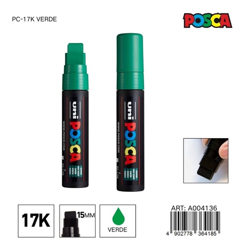 [A004136] Marcador POSCA PC-17K 15mm color verde - Marcadores y artículos de escritura