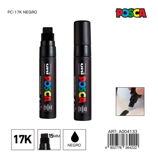 [A004133] Marcador POSCA PC-17K 15mm color negro - Marcadores y artículos de escritura
