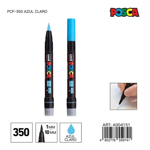 [A004151] Marcador POSCA de punta suave 0.1mm-10mm PCF-350 Azul Claro - Material de oficina