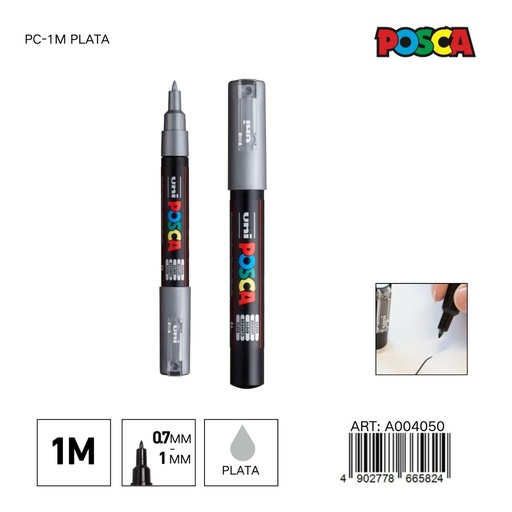 [A004050] Marcador POSCA 0.7mm-1mm PC-1M Plata - Material de oficina